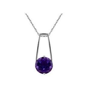  Sterling Silver Round Amethyst Pendant Necklace Jewelry