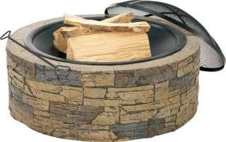 Cast Stone Outdoor 35 Fire Pit Charcoal Grill w/ Screen Protector 