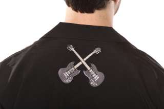 Rock House Black Gray Guitar Shirt Musician Button Front  
