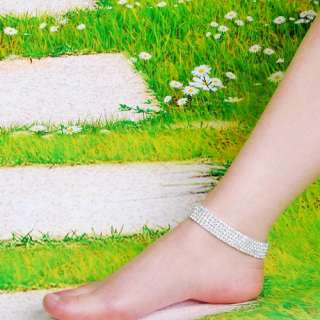 free1P 5line Stretch clear Anklet Foot Bracelet Czench Rhinestone 