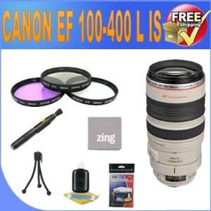 Canon EF 100 400mm f4.5 5.6L IS USM Telephoto Zoom Lens + Filter Kit 