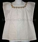   SUMMER Girls White Shirt/Top w/Gold Embroid. Flowers 4T/4 NWT/New