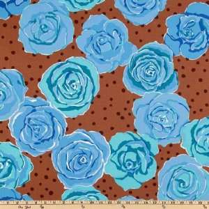  54 Wide Olive Rose Sateen Rose Dot Blue Fabric By The 