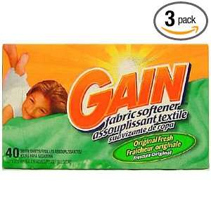 Gain Dryer Sheets with Freshlock, Original Scent, 40 Count (Pack of 3 
