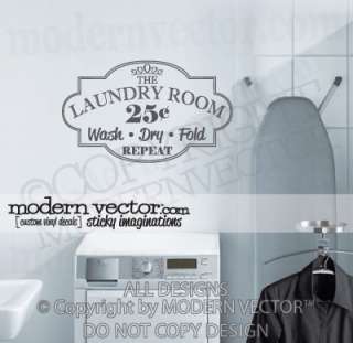 LAUNDRY ROOM Vinyl Wall Quote Decal WASH DRY FOLD  