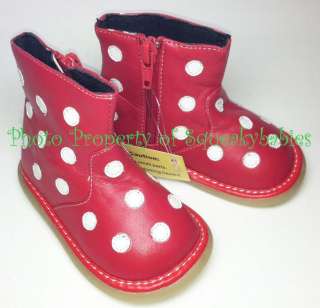   Leather Boots White Polka Dots Scratch & Dent Sale Great Deal  