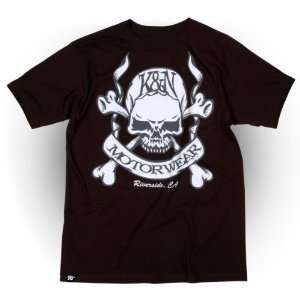   6067 XXL Brown XX Large T Shirt with Skull and Bones Logo Automotive