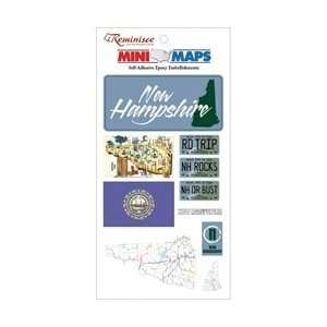  Maps Self Adhesive Epoxy Embellishments 4.5X8 Sheet New Hampshire 
