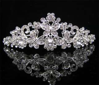 Wedding/Bridal crystal veil tiara crown headband CR195  
