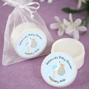 Stork Baby Boy   Personalized Lip Balm Baby Shower Favors  Toys 