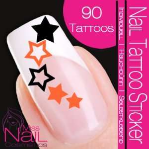  Nail Art Tattoo Sticker Star / Stars   orange Beauty