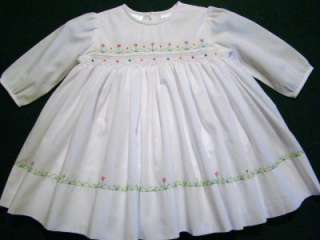 SARAH LOUISE FLORAL EMBROIDERED SMOCKED SPRING DRESS~3M,6M ~ NEW 