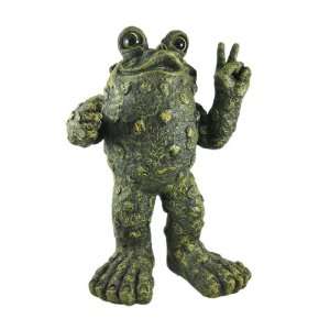    Toad Hollow Standing Peace Sign Frog Statue 13