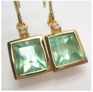 61ctw Natural Colombian Emerald Dangle Earrings 18K Gold  