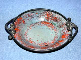 Vintage Signed Nekrassoff Enamel On Copper Red Art Neuveau Bowl  