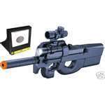 Airsoft Electric Gun P90 with Red Dot Scope, Tactical Flashlihgt, BB 