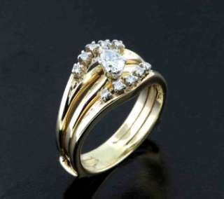 36 CARAT PEAR CUT DIAMOND RING & WEDDING WRAP 14K YELLOW GOLD  