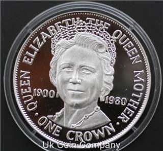 1980 ISLE OF MAN QUEEN MOTHER 80th BIRTHDAY SILVER PROOF ONE CROWN 