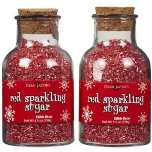 Dean Jacobs Red Sparkling Sugar Glass Jar w/ Cork, 5.5 oz, 2 pk