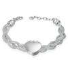 Quality Stainless Steel 3 tone Heart Charm Multi Strand Link Bracelet