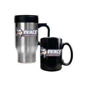  Minnesota Vikings Travel Mug and Ceramic Mug Set Sports 