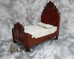   New 112 Scale Ri Mauldie Bed Finished in Walnut For Doll House  