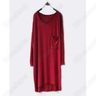 Fashion Ladies Loose Casual Pocket Best Dress Round Neck T shirt 