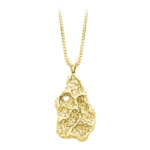 14K Yellow Gold 30 x 14 MM Nugget Pendant with Chain 