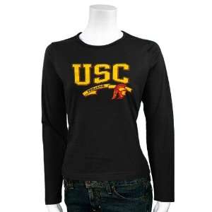  USC Trojans Ladies Black Arch Banner Long Sleeve T shirt 