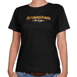 AFL Pittsburgh Power Ladies Black Distressed Logo Vintage Classic Fit 