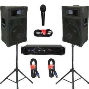   , Stands, Amp, Cables and Mic Set for PA DJ Home or Karaoke TRAP12SET
