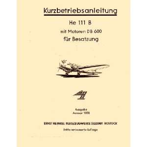  Heinkel He 111 B Aircraft Operating Instructions Manual 