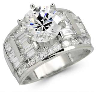 14K Solid White Gold Round CZ Solitaire Engagement Ring  