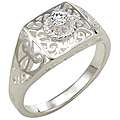   Frank 14k White Gold Overlay Cubic Zirconia Spanish Lace Square Ring