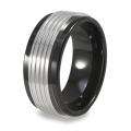 Mens Tungsten Carbide Black Ceramic Grooved Inlay Ring (9 mm)