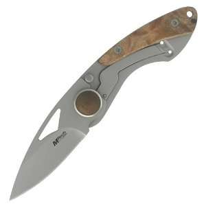 Tech Folding Knife Frame Lock Maple Burl Wood  Sports 