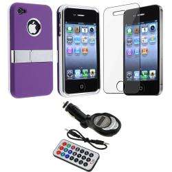 Purple Case/ Screen Protector/ FM Transmitter for Apple iPhone 4S 
