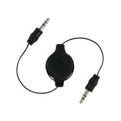 Retractable 3.5 mm Black Audio Extension Cable  