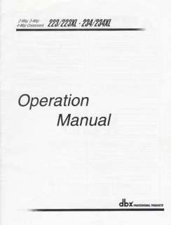 DBX 233/233XL   CROSSOVER OPERATIONS MANUAL  