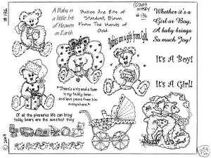Unmounted Rubber Stamps Babies and Teddy Bears 136  