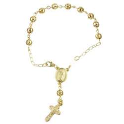 Caribe Gold 14k over Sterling Silver 7 inch Rosary Bracelet 