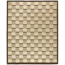 Hand knotted Agra Basket Weave Beige Wool Rug (9 x 12)   