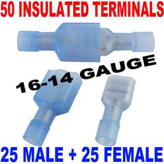 50) Female/Male Insulated Wire Terminal Connector 16 14 Gauge Free 