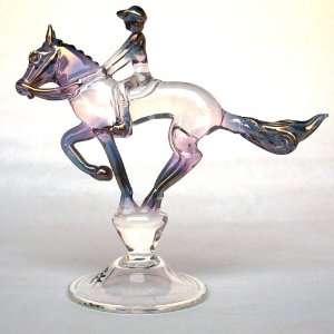    Hand Blown Glass Horse Hunter Jumper Figurine 