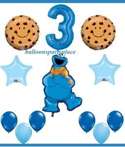   STREET COOKIE MONSTER third birthday party supplies balloons THREE 3RD