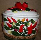 CHILI PEPPER COOKIE JAR HIGH END CERAMIC HANDPAINTED COLORFUL 3D 