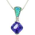 Sterling Silver Simply Elegant Created Opal and Cubic Zirconia 