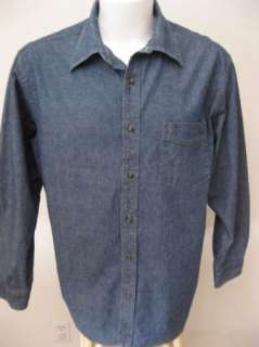Mens John Ashford Denim Blue Cotton L/S Casual Shirt L  