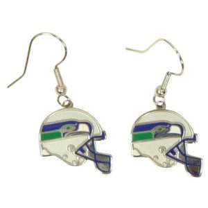  Seattle Seahawks Helmet Dangle Wire Earrings Sports 