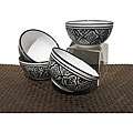 Set of 4 Black Tie Design 5 inch Soup/ Cereal Bowls (Tunisia)